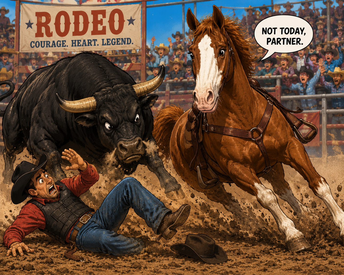Horse saves Cowboy